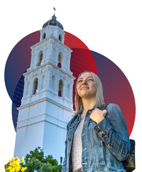 smc woman in front of chapel